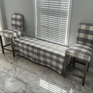 Brand new cushion bench and high top chairs. Never been used.